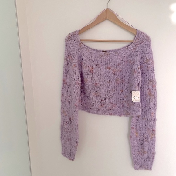 Free People Sunset Cloud Knit Purple Sweater Violet Glow - Picture 8 of 13